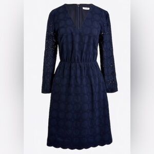 J. Crew Navy Long Sleeve Eyelet Dress